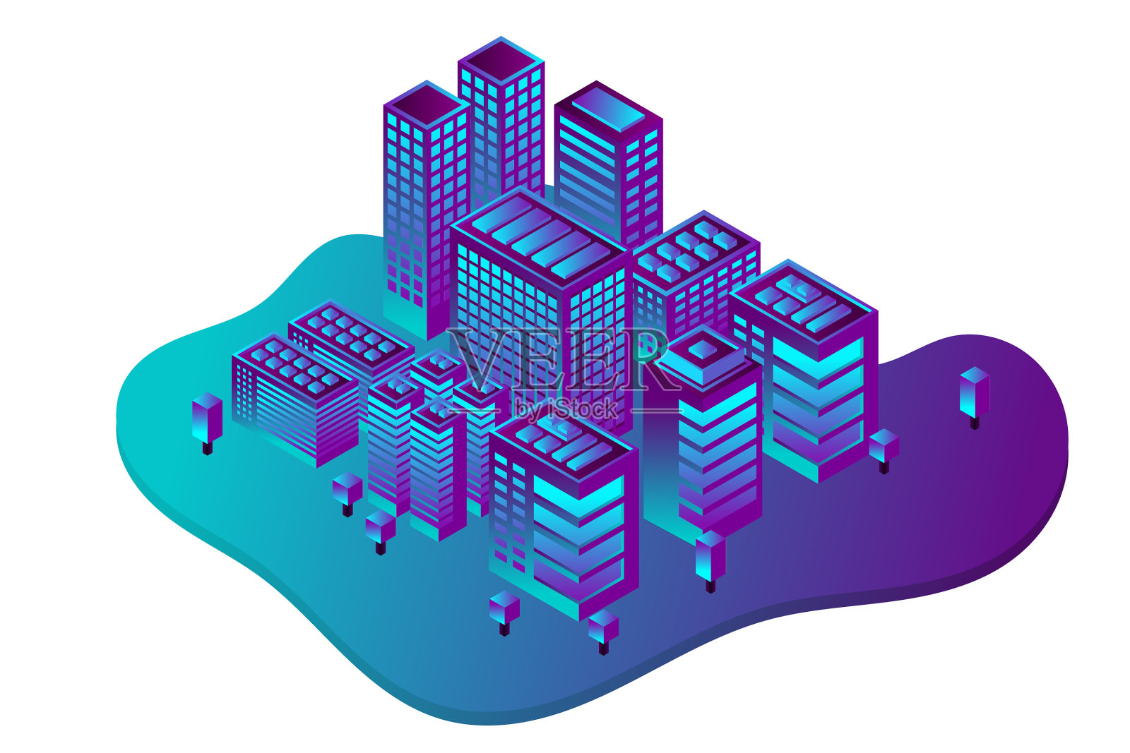 等距的未来城市房地产设计元素图片