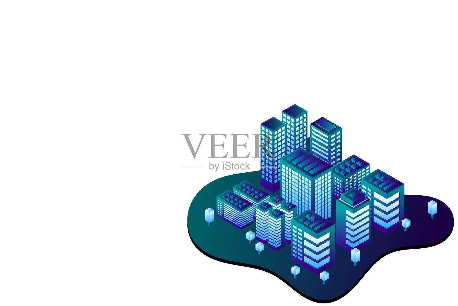 等距的未来城市房地产设计元素图片