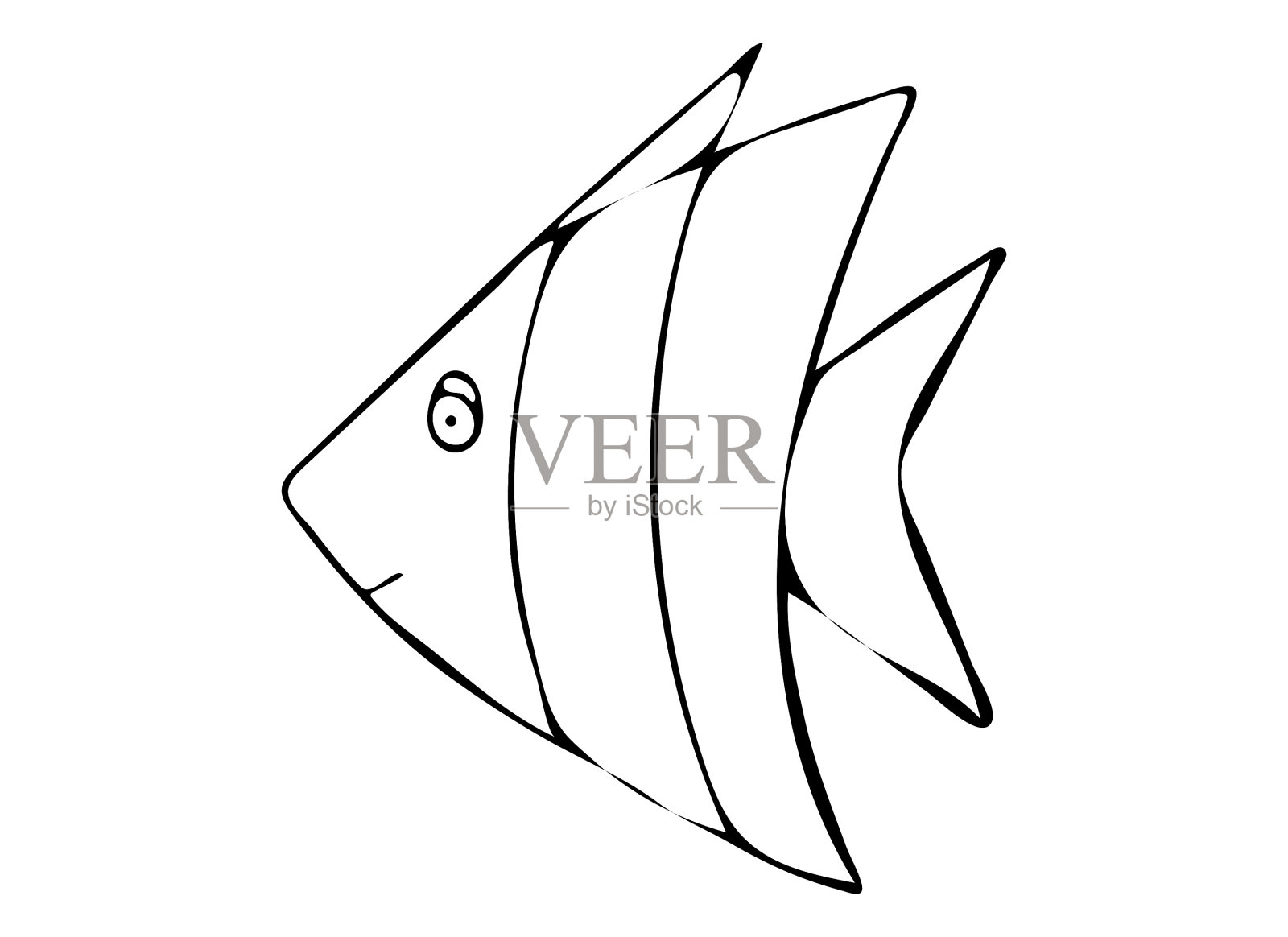 手绘黑白鱼涂鸦素描插图。插画图片素材