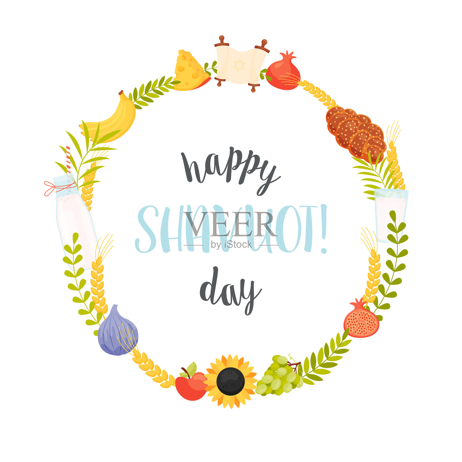 shavuot日快乐设计元素图片