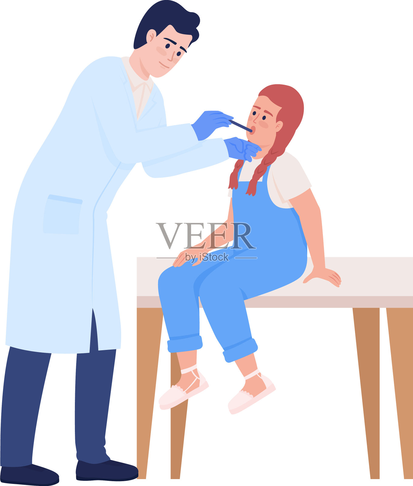 小女孩看病半平色设计元素图片