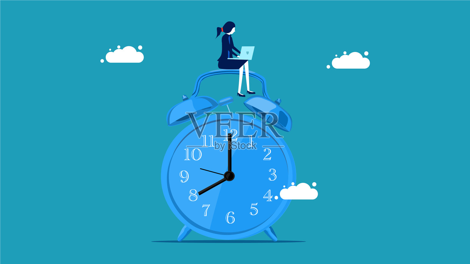 与时间赛跑的职业女性插画图片素材