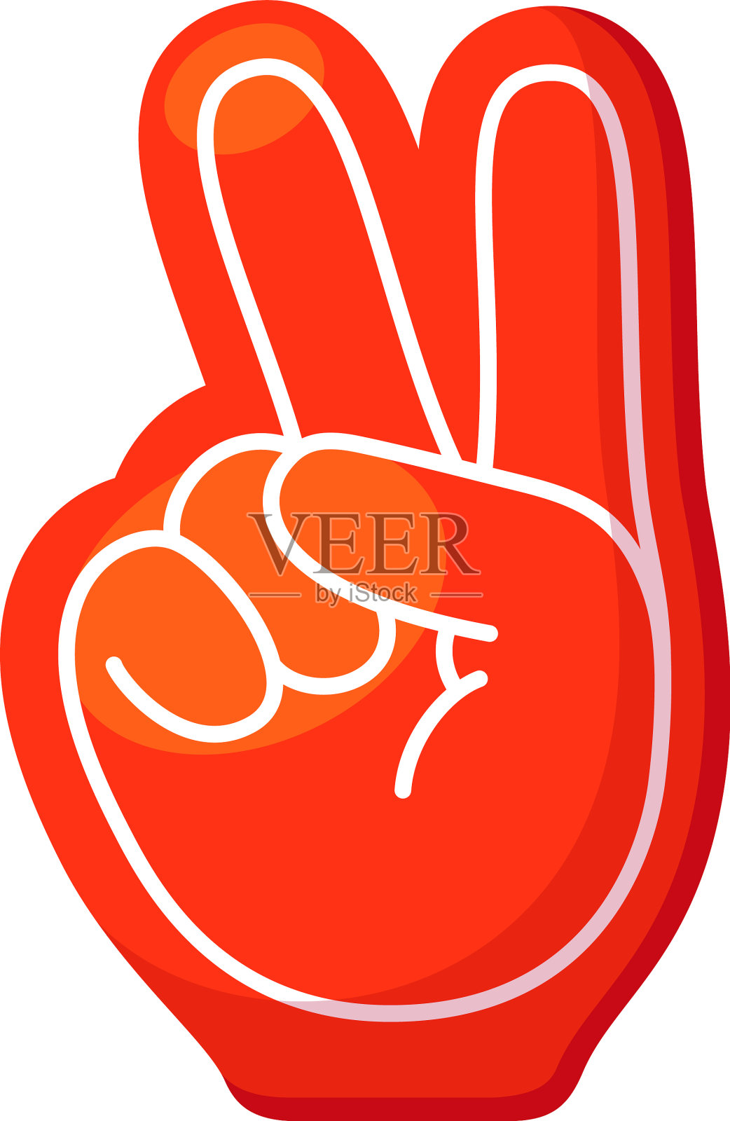 红色泡沫手指等距胜利手势纪念设计元素图片