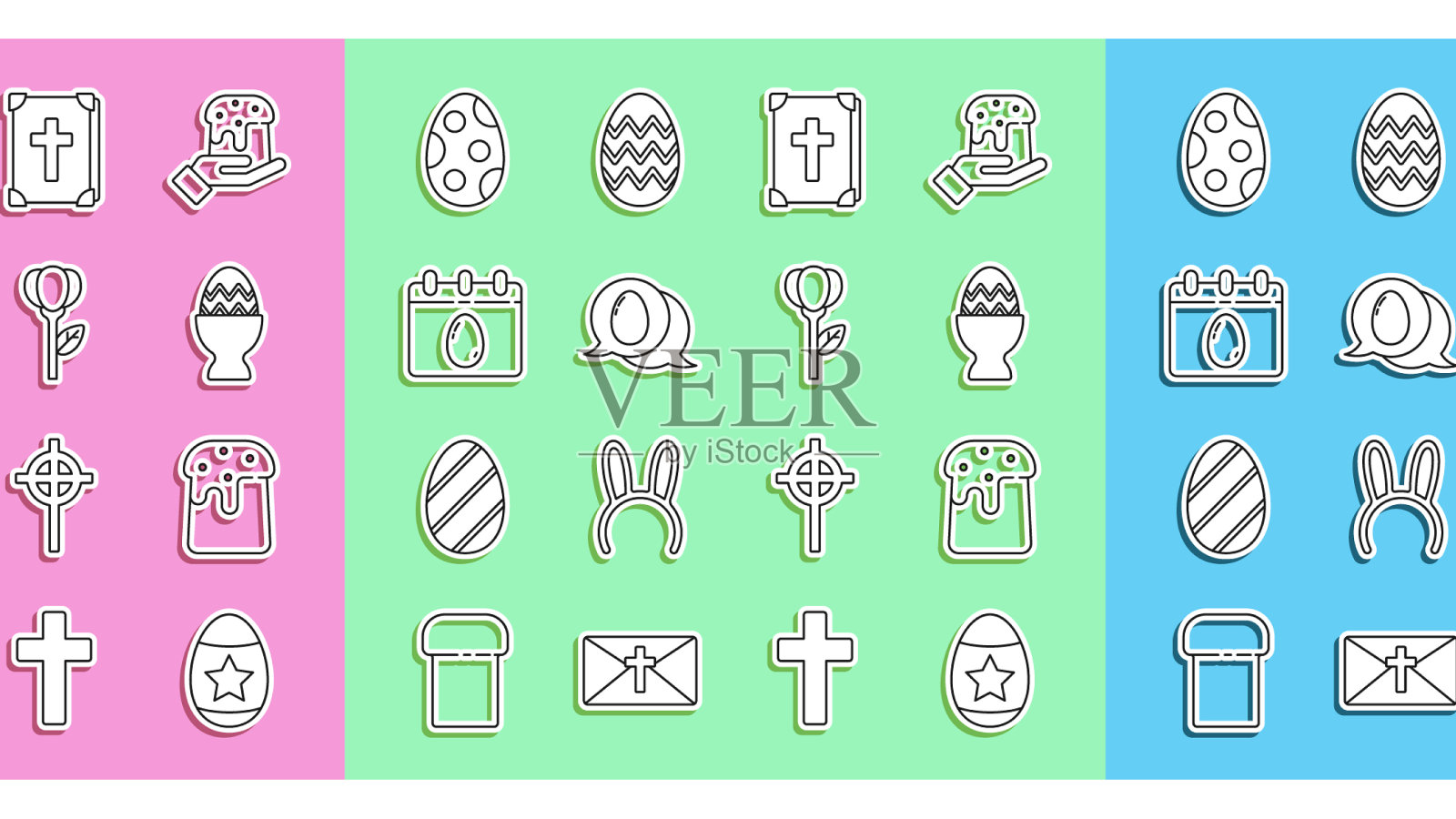 把复活节彩蛋蛋糕放在圣经上图标素材