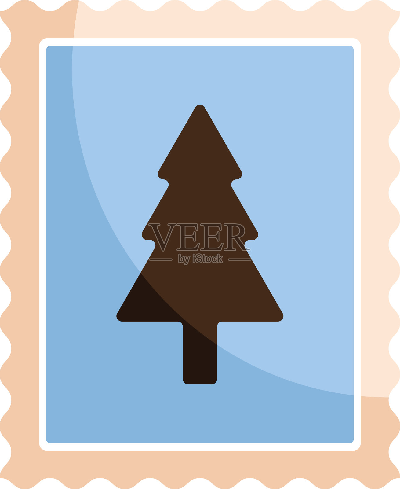 邮票上的松树设计元素图片