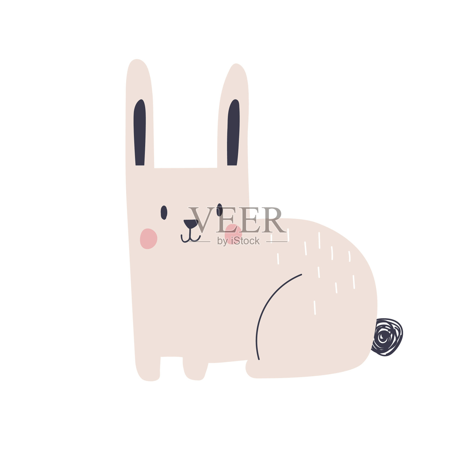 可爱的兔宝宝在斯堪的纳维亚风格快乐有趣设计元素图片