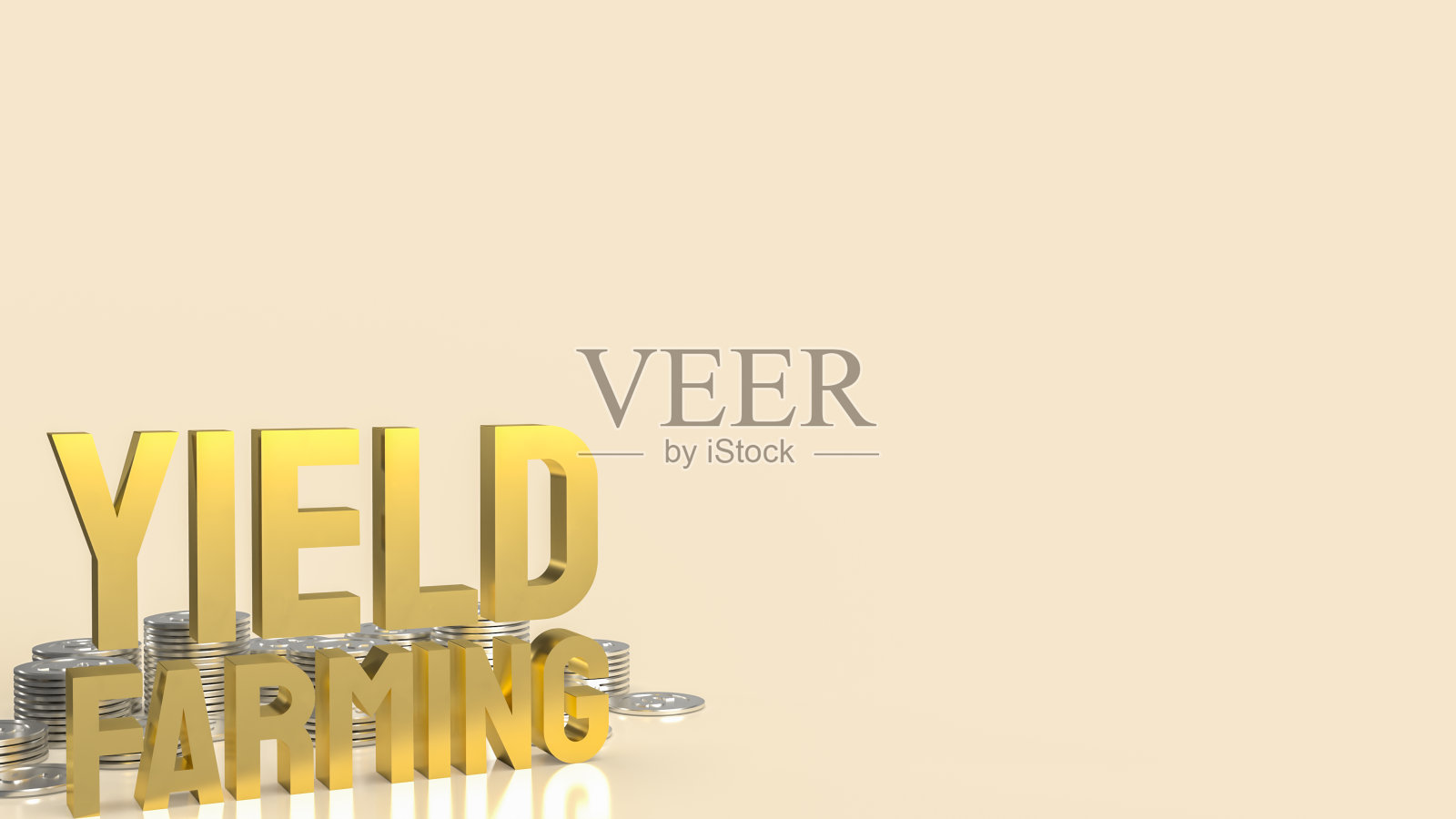 黄金文本收益农场的商业或金融概念3d渲染照片摄影图片