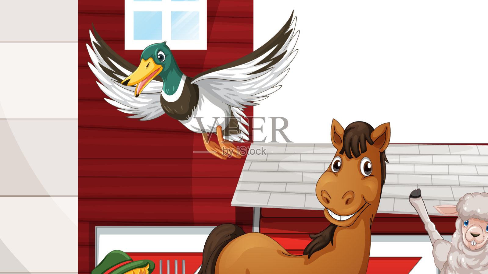 农场主题与许多动物设计元素图片