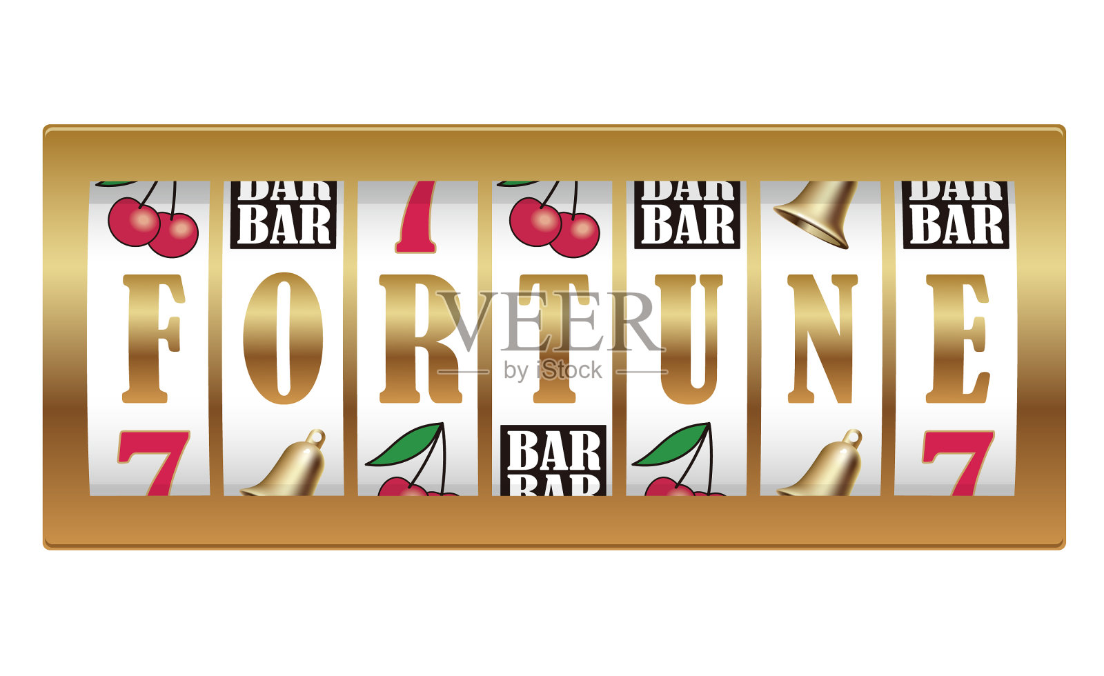 老虎机卷轴上的幸运字插画图片素材