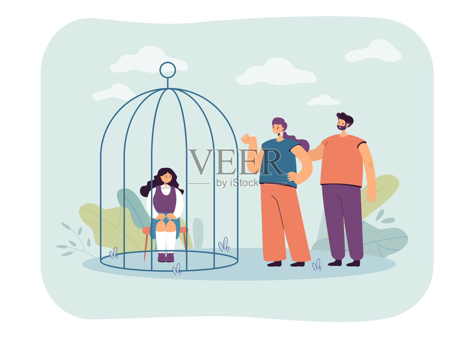 女儿因做坏事被关在笼子里设计元素图片