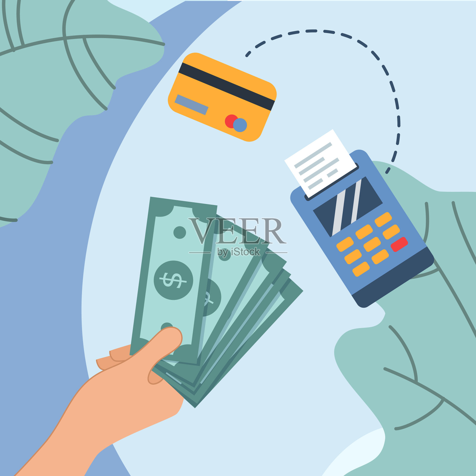 信用卡终端机付款转账插画图片素材