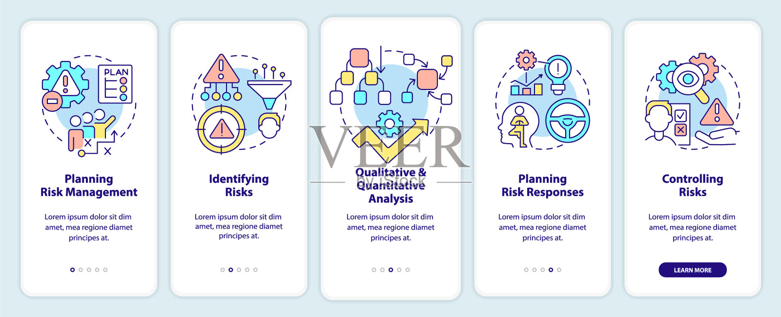 在手机应用上的风险管理流程插画图片素材