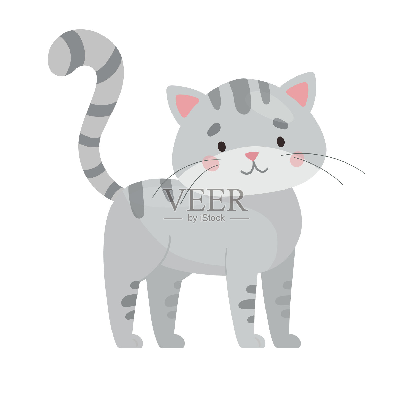 灰色条纹猫可爱小猫性格设计元素图片
