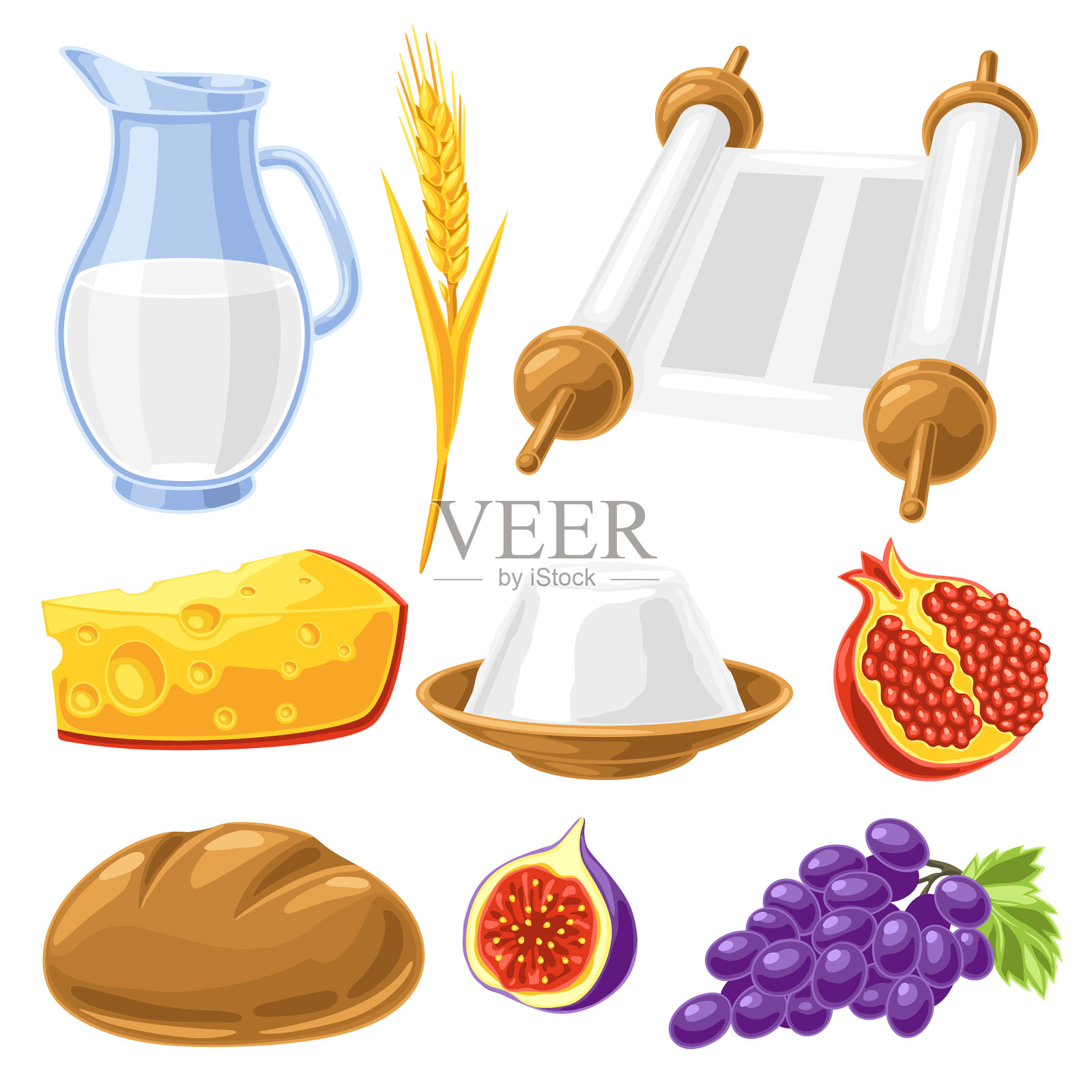 快乐的七七象征节日物品和犹太人插画图片素材