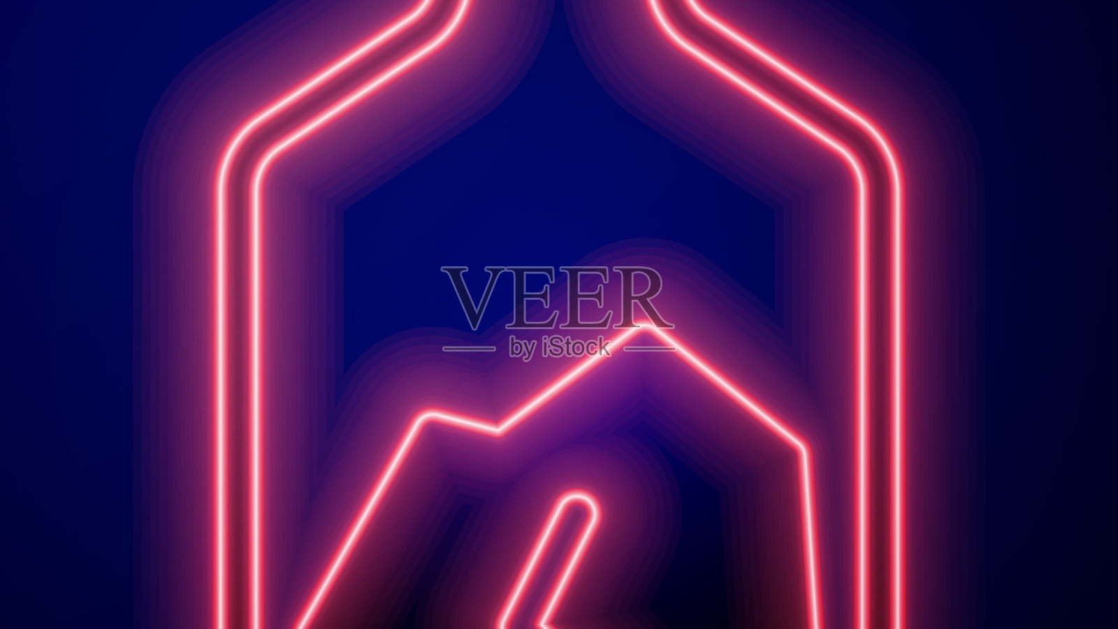 发光的霓虹灯矿图标孤立的黑色插画图片素材