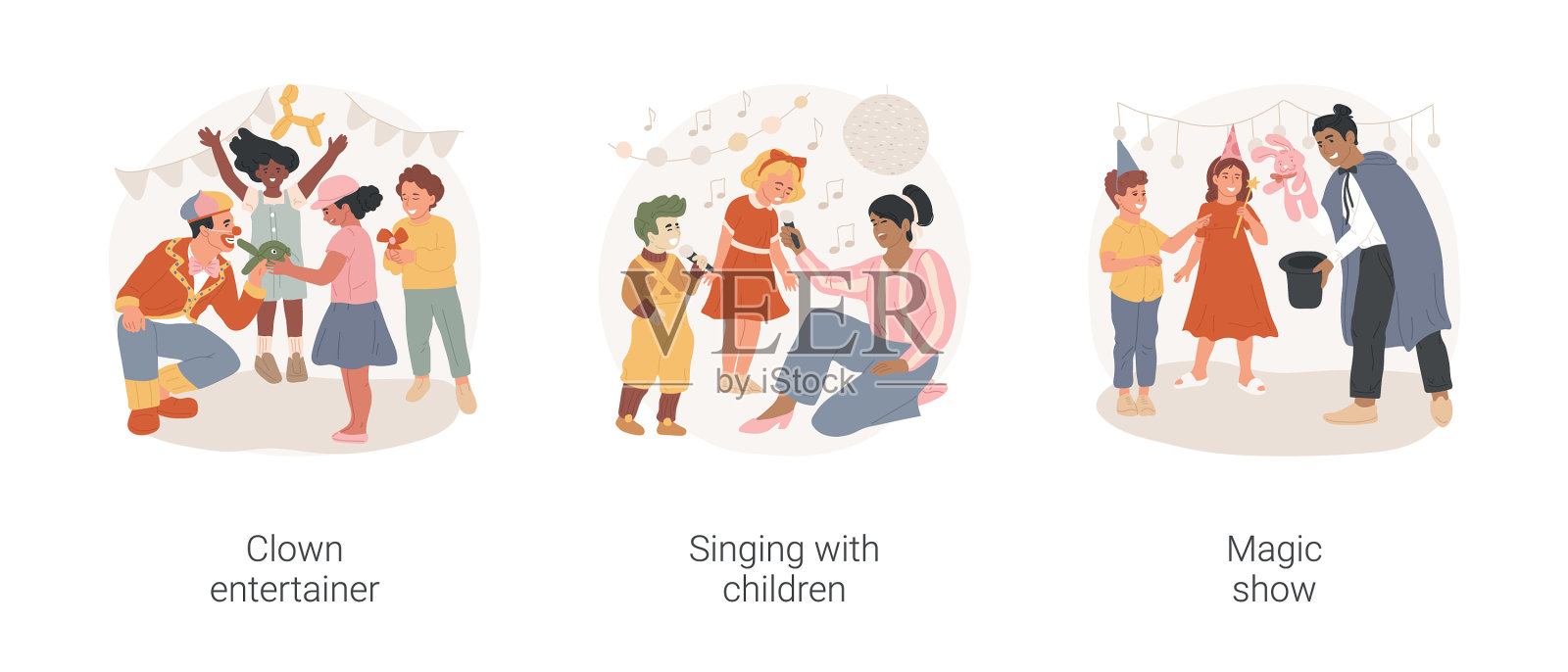 儿童派对娱乐孤立卡通插画图片素材