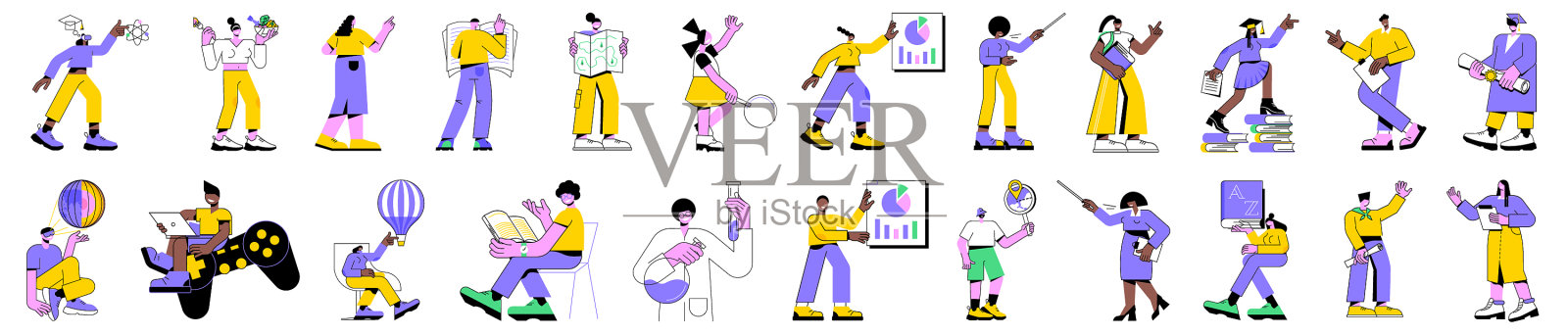 学习过程中的学生插画图片素材