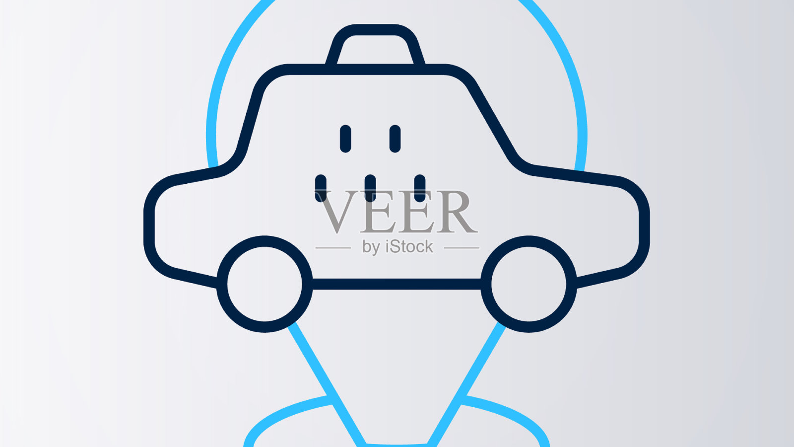 线地图指针与出租车图标隔离上插画图片素材