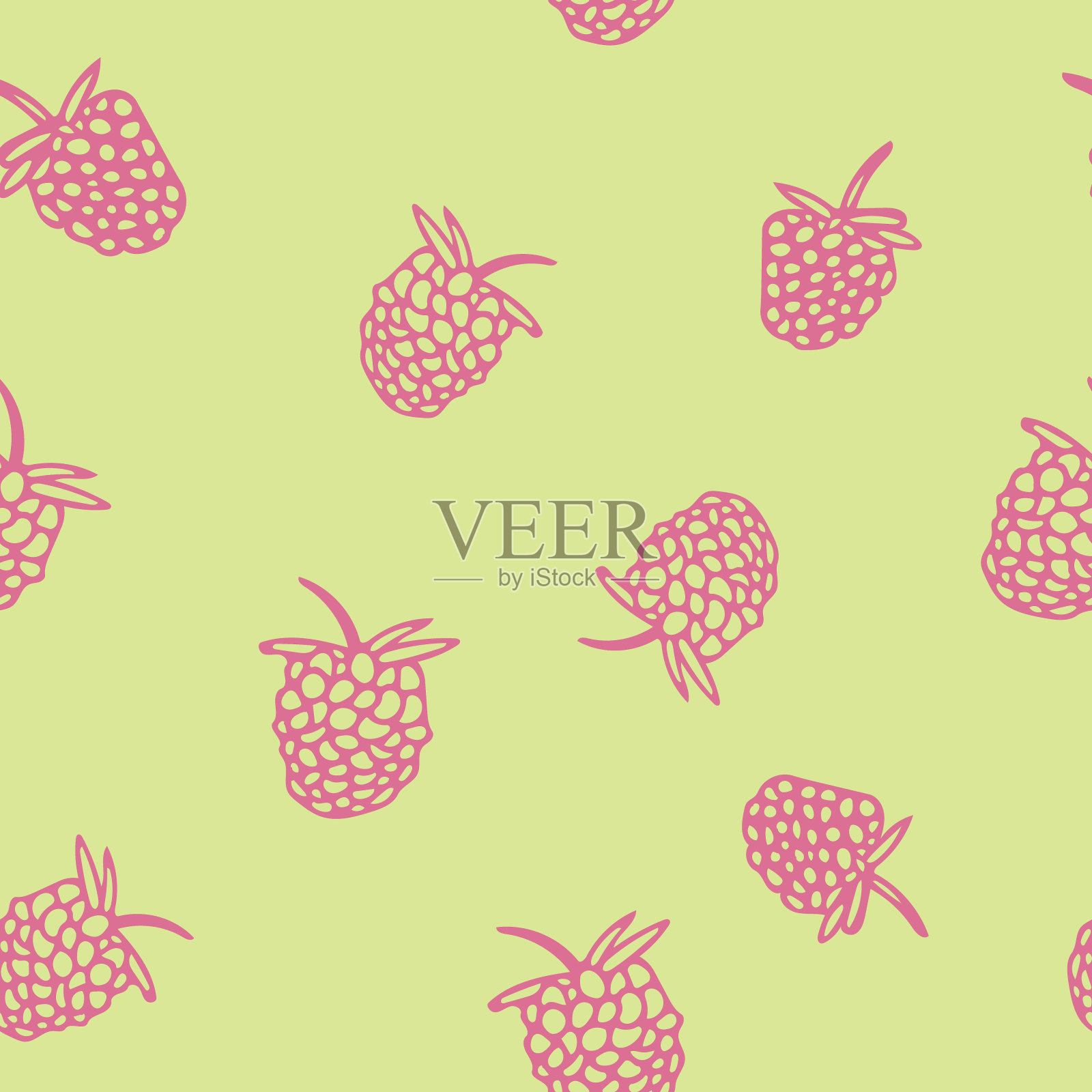 覆盆子和黑莓的无缝图案。水果手绘涂鸦风格。浆果在简单的线条艺术。插画图片素材