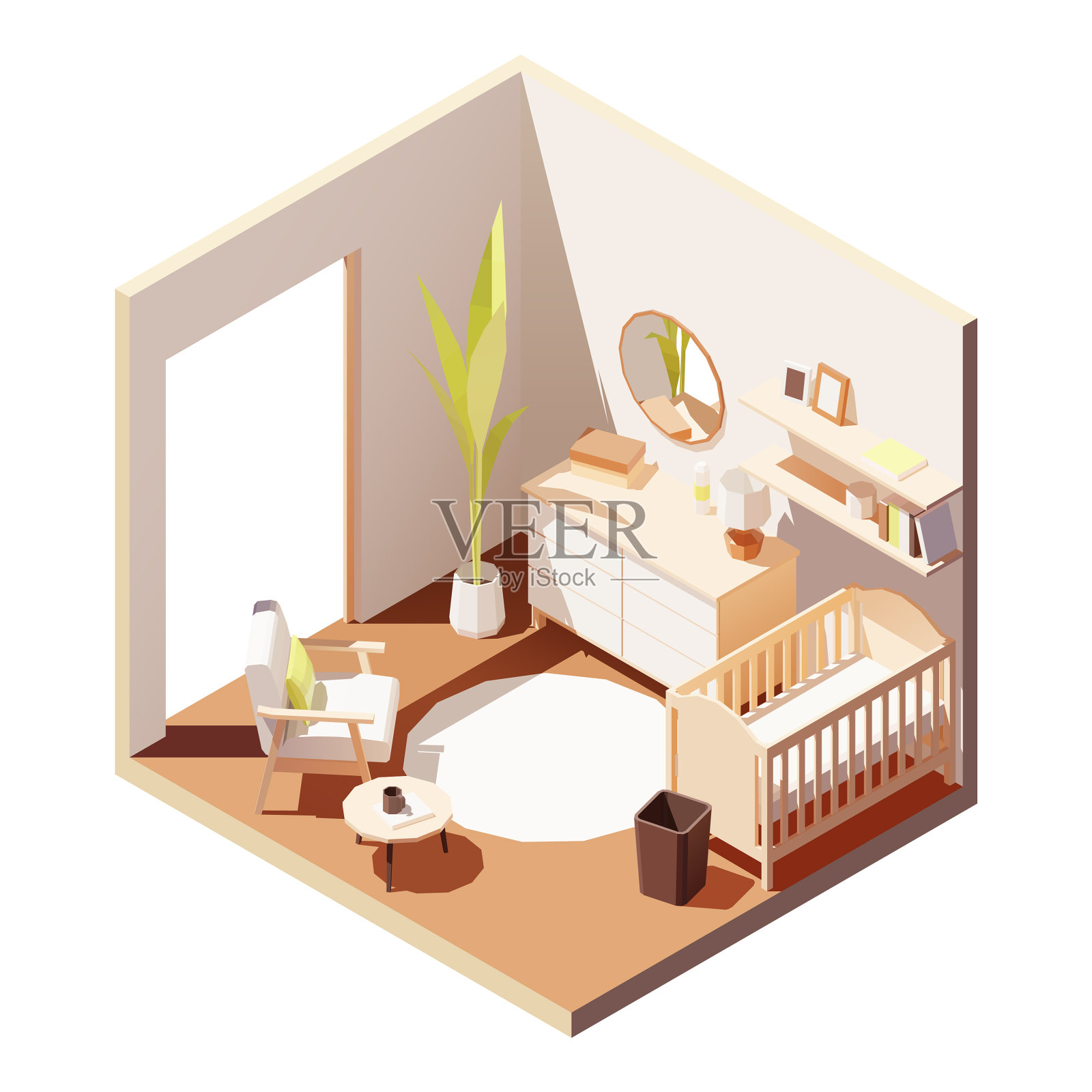 等距低聚苗圃设计元素图片