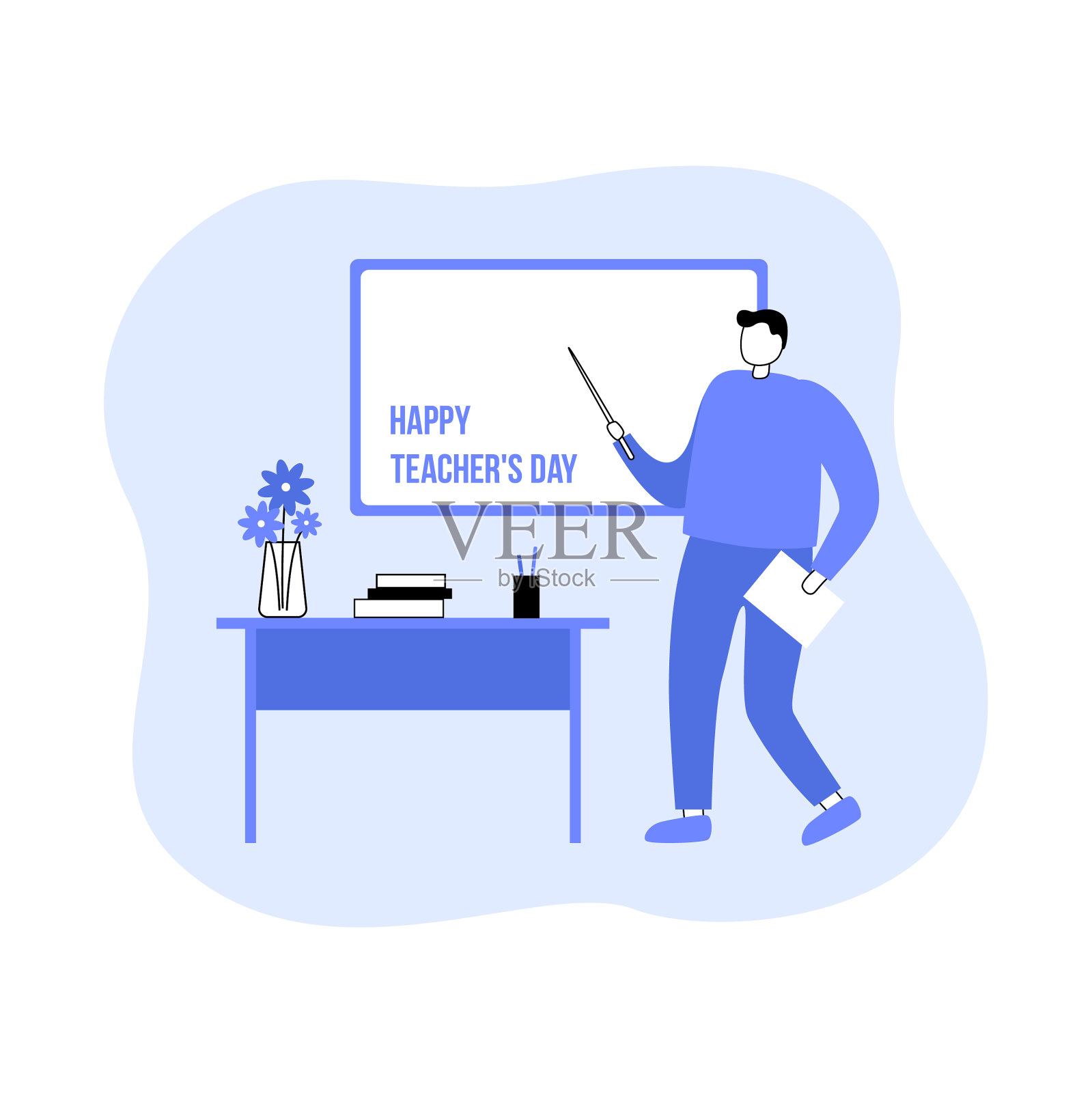 教师在课堂上学与学习观念插画图片素材