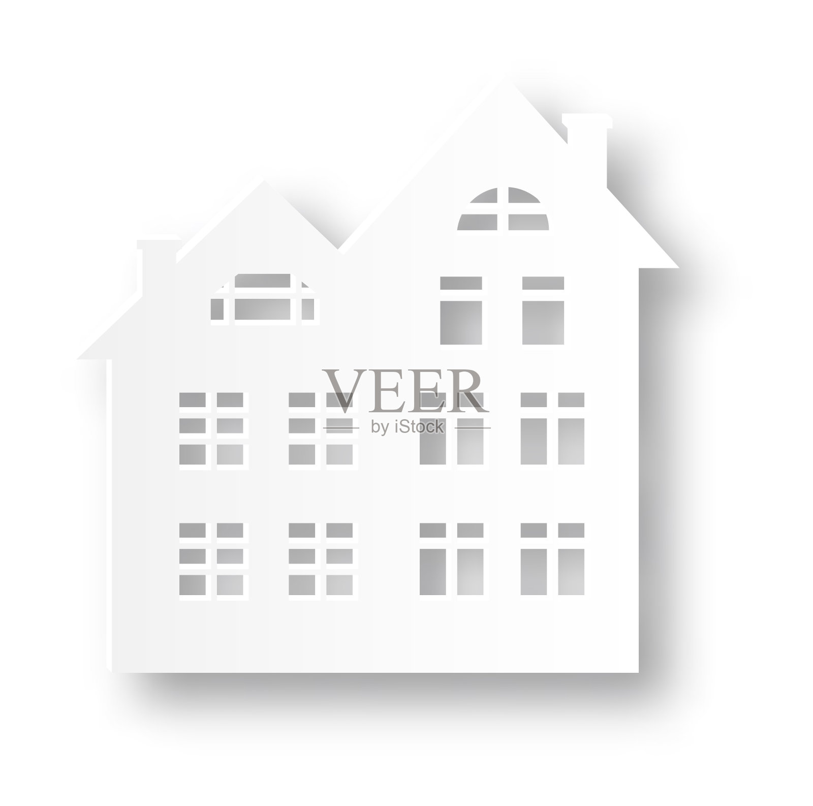 Origamic城市建筑。白纸剪纸房子插画图片素材