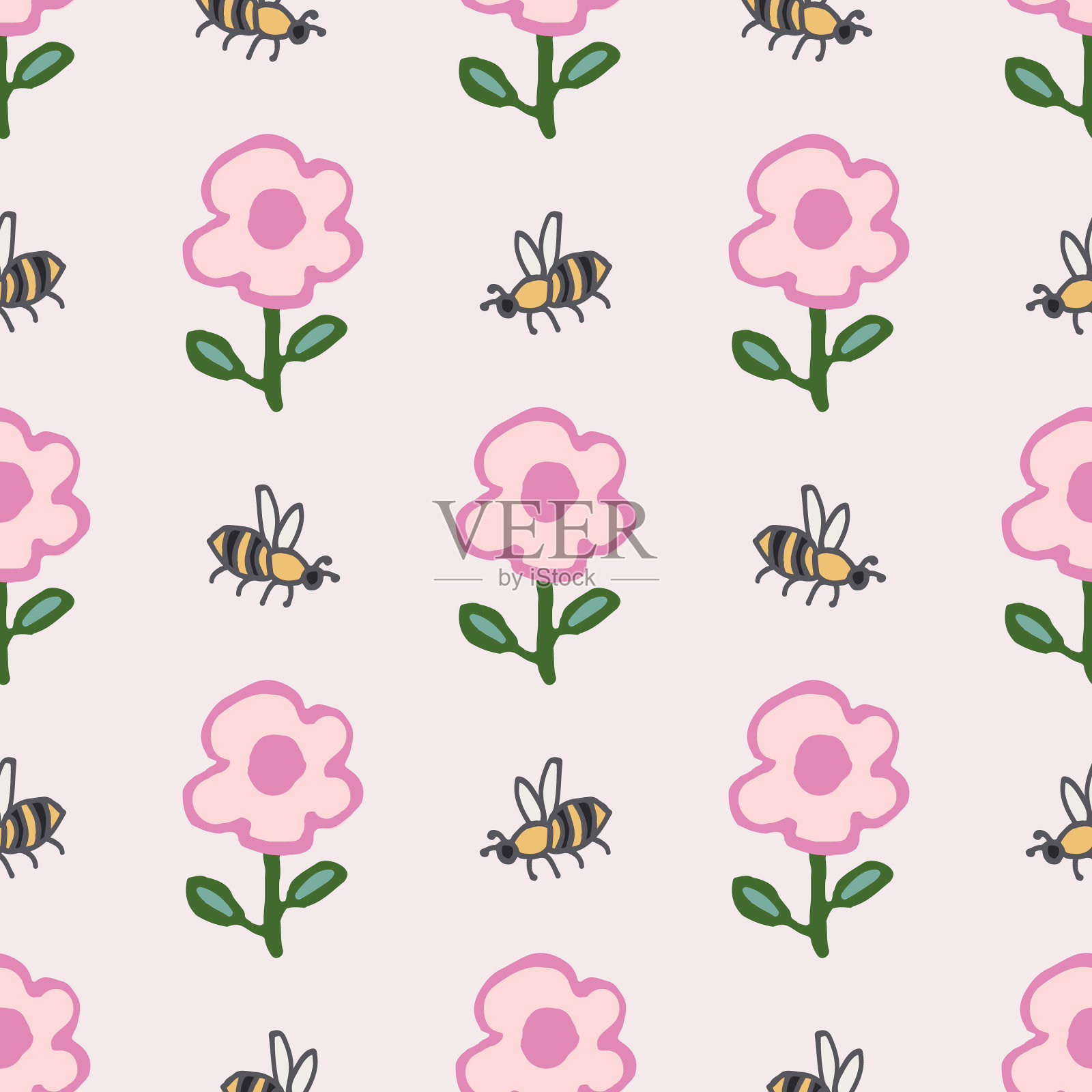 花卉背景与手绘野花插画图片素材