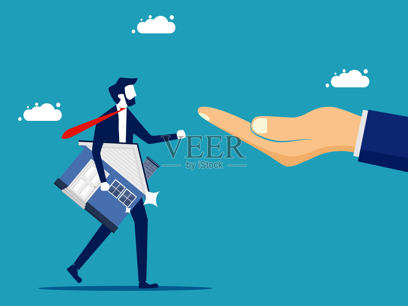 投资房地产。一个商人想要一所房子。业务概念向量插画图片素材