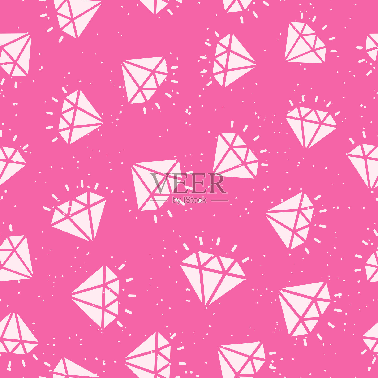 钻石无缝图案的粉红色背景使用您的设计工作。装饰元素。矢量图插画图片素材