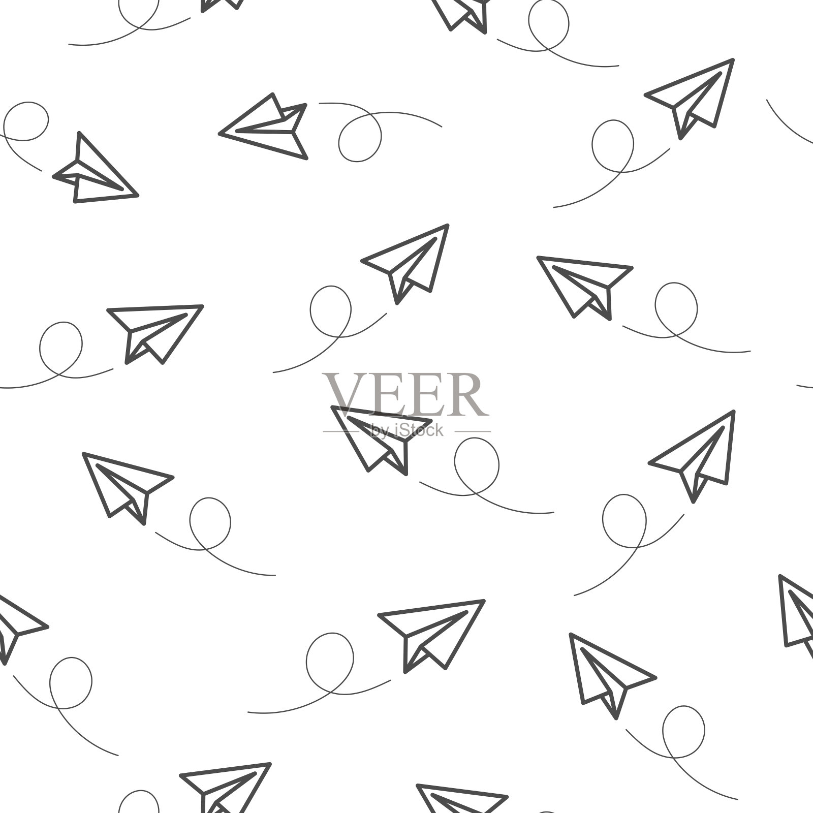 纸平面矢量线风格无缝图案背景。矢量图插画图片素材