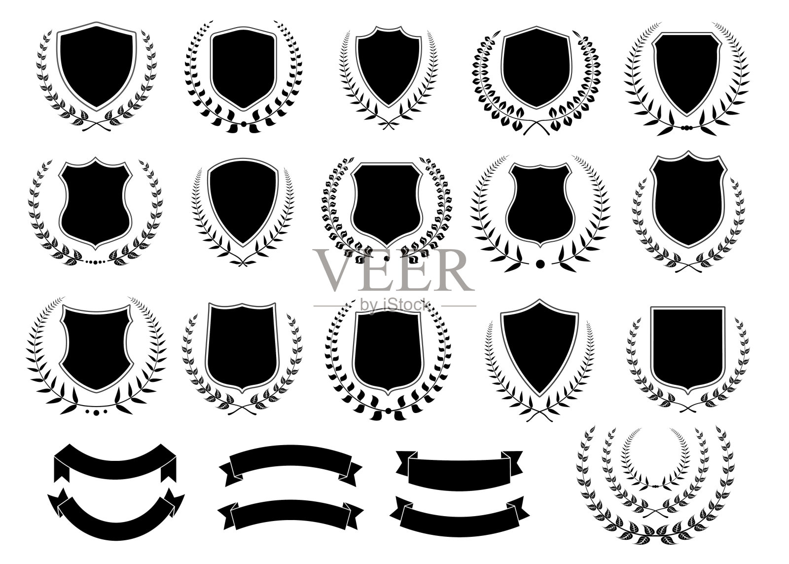 黑色纹章。矢量图设计元素图片