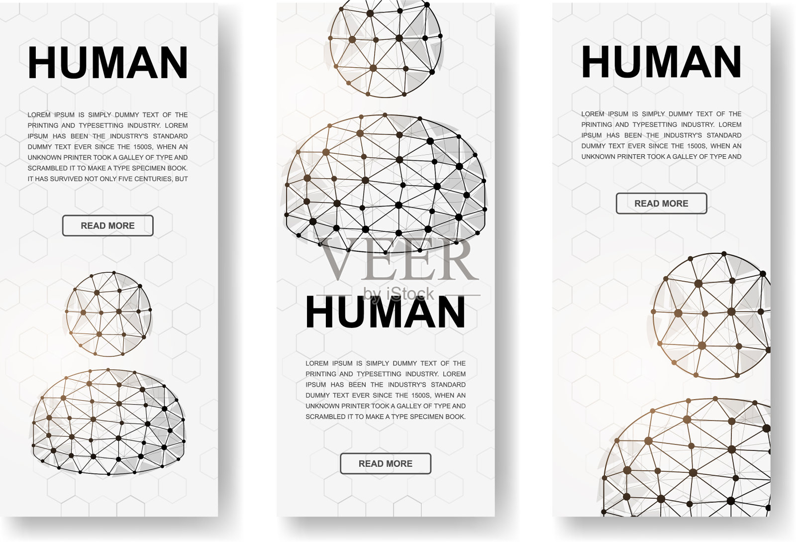设置三个用户化身多边形垂直插画图片素材