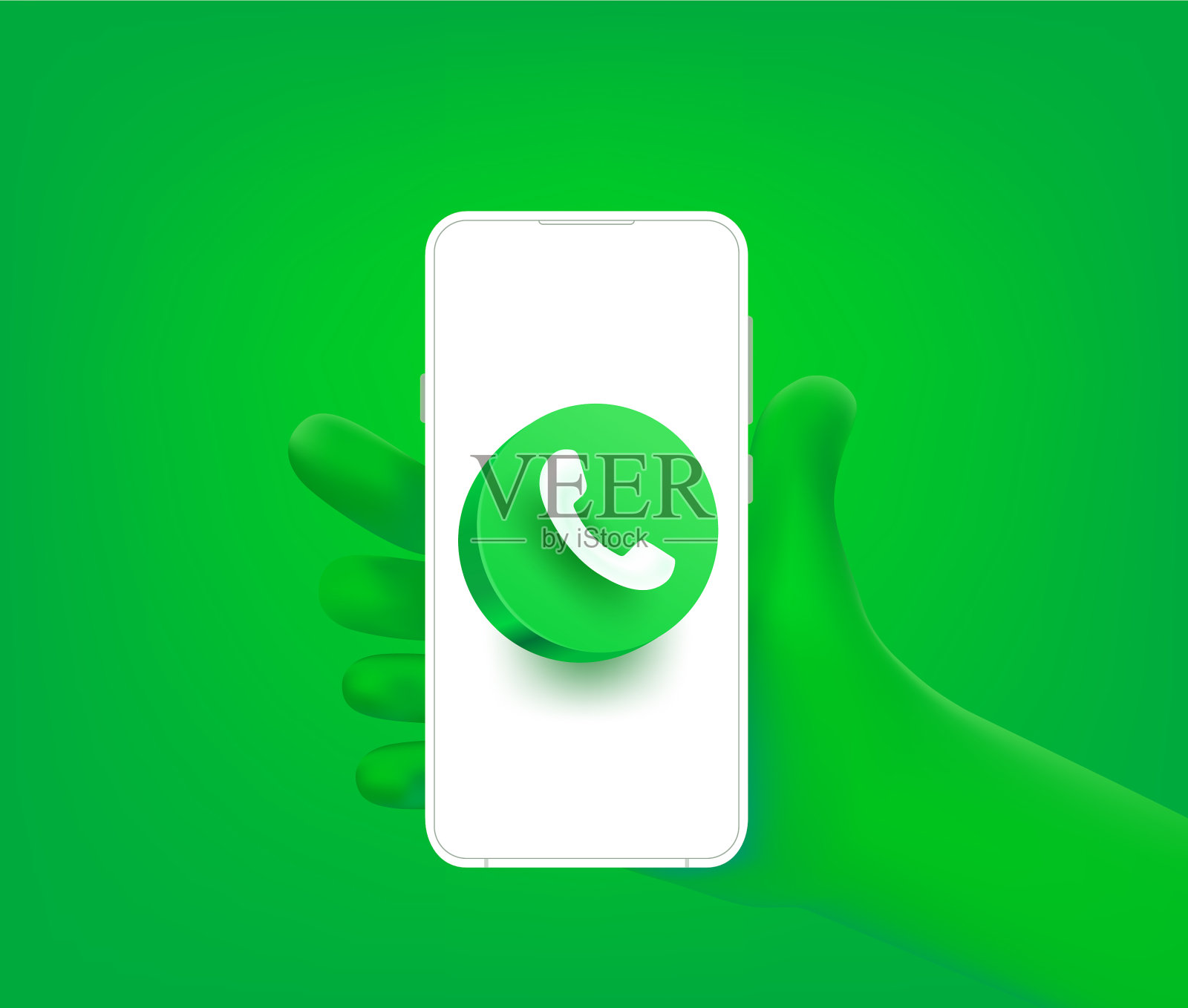 可爱的漫画手与收入呼叫图标上插画图片素材