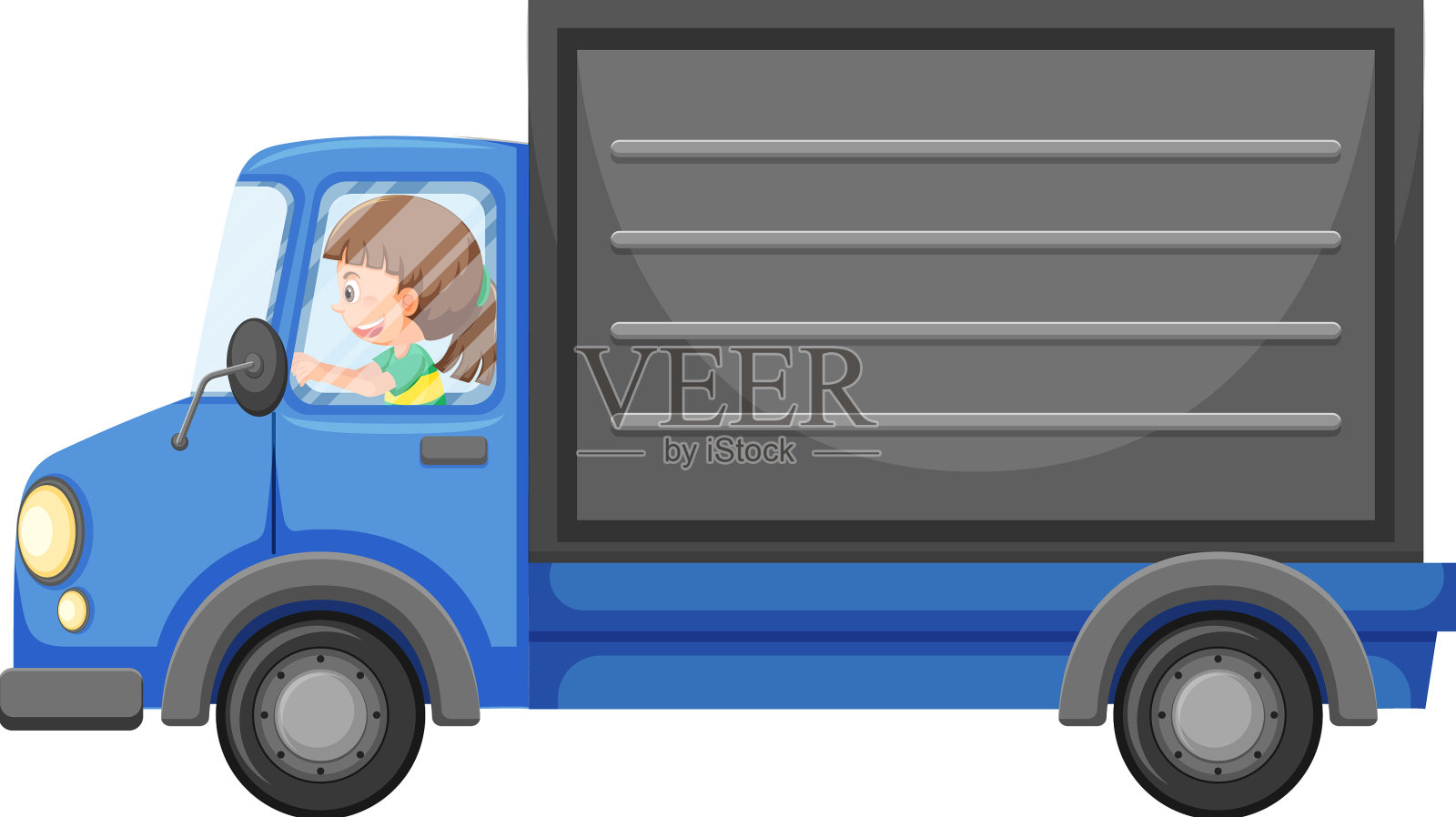 卡通风格的送货卡车设计元素图片