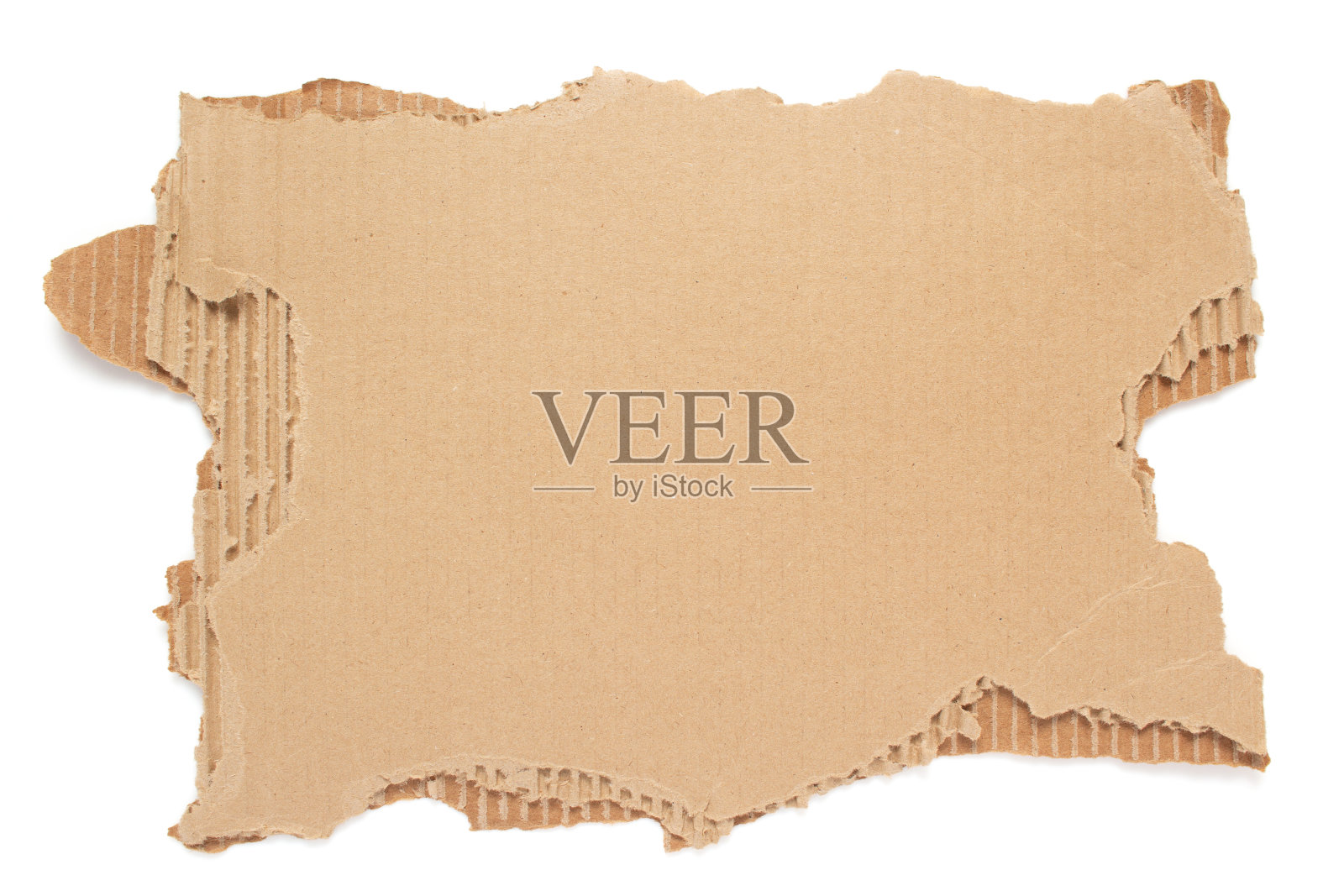 一块纸板撕裂边缘孤立在白色背景。布朗把纸照片摄影图片