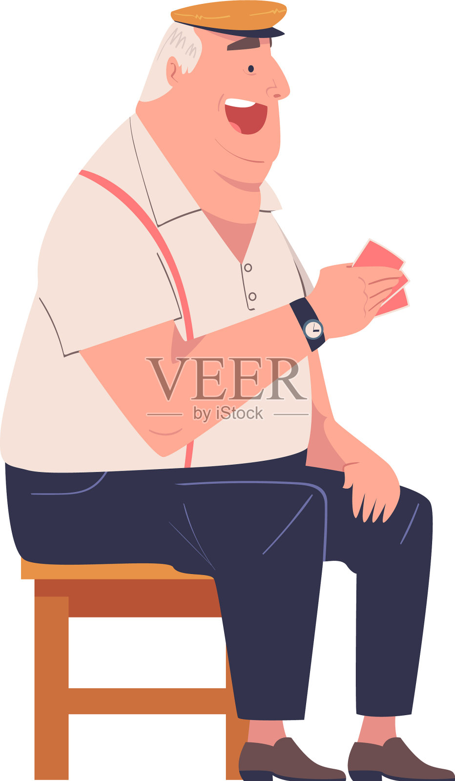 老年男子角色打牌游戏坐设计元素图片