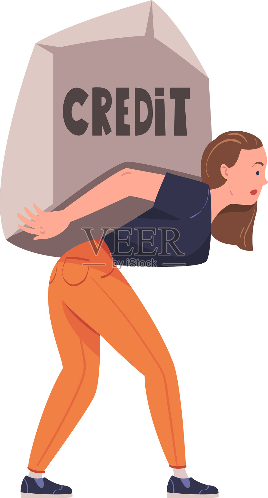 严重的按揭与妇女背负巨大设计元素图片