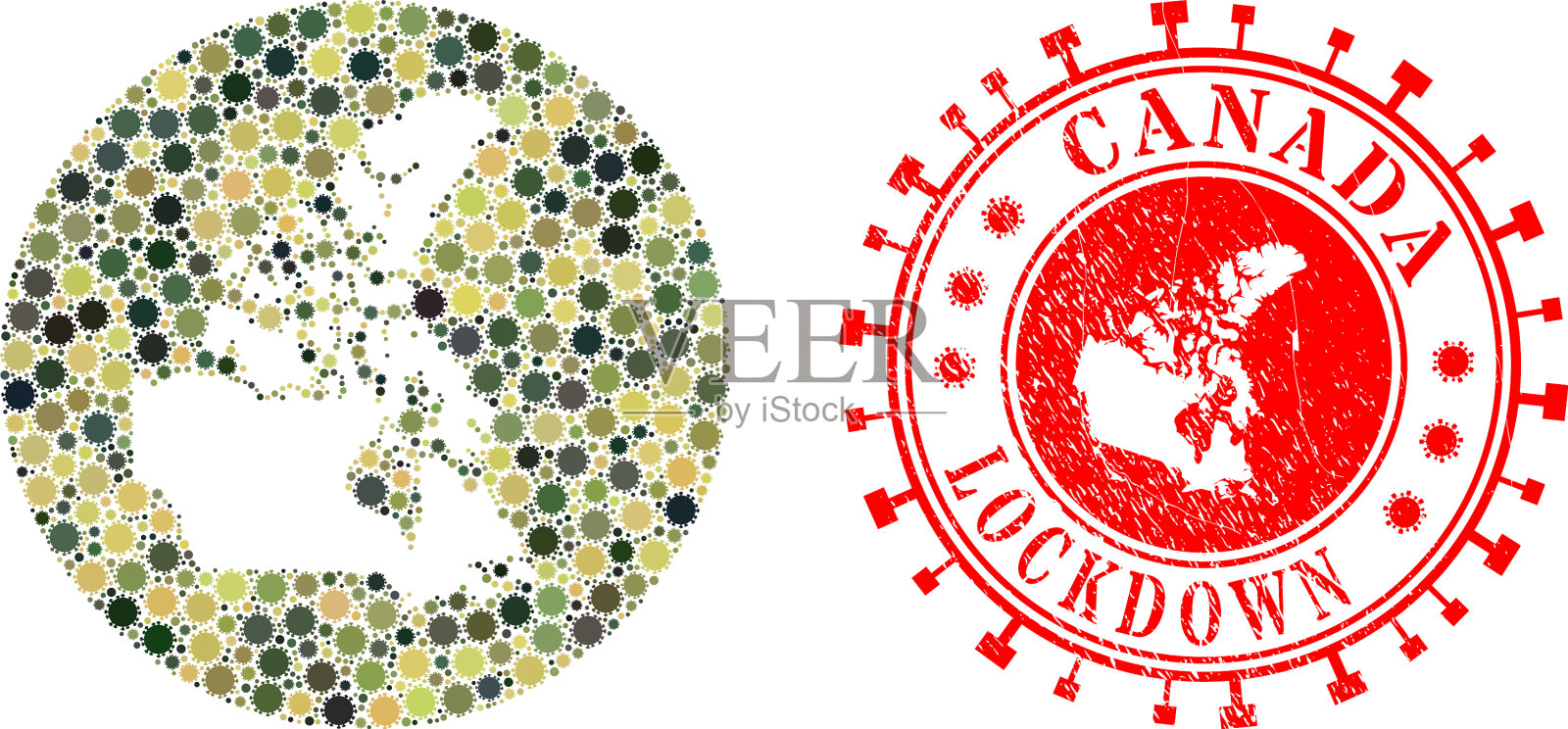 封锁垃圾封印和病毒马赛克颠倒插画图片素材