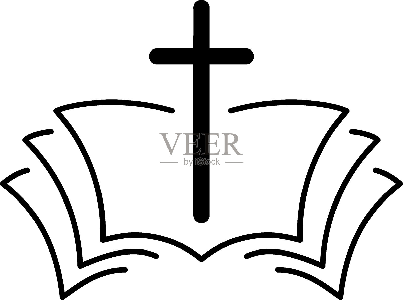 矢量插图的基督教标志或图标。徽章与十字架和圣经。宗教团体。设计元素的海报，徽章，标志插画图片素材