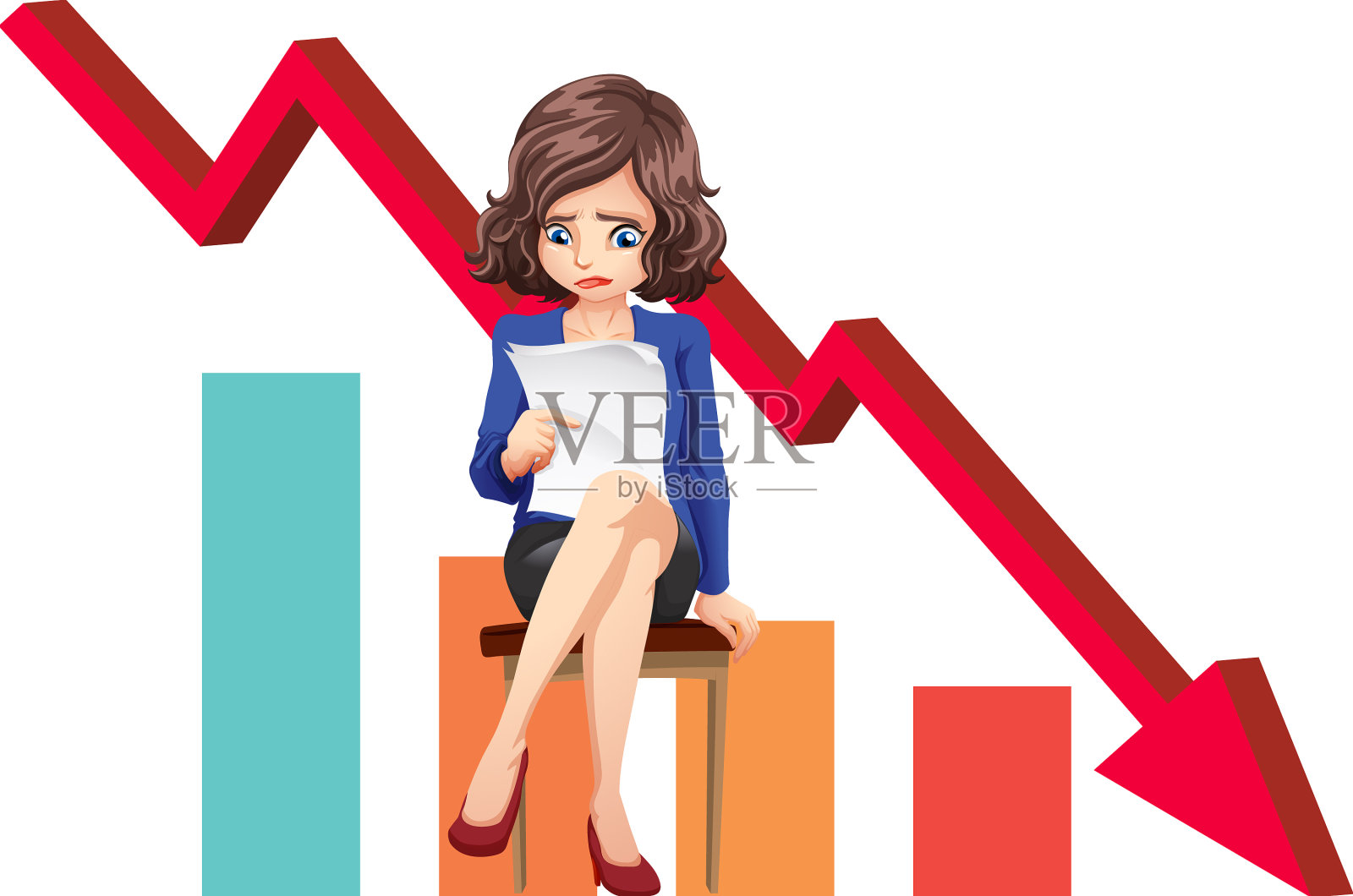 红箭和被解雇的员工一起倒下设计元素图片