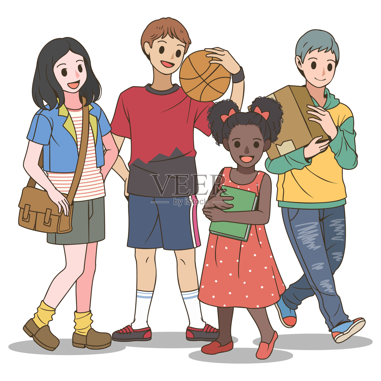 种族平等与反种族主义观念。社会多元文化和多种族的人插画图片素材