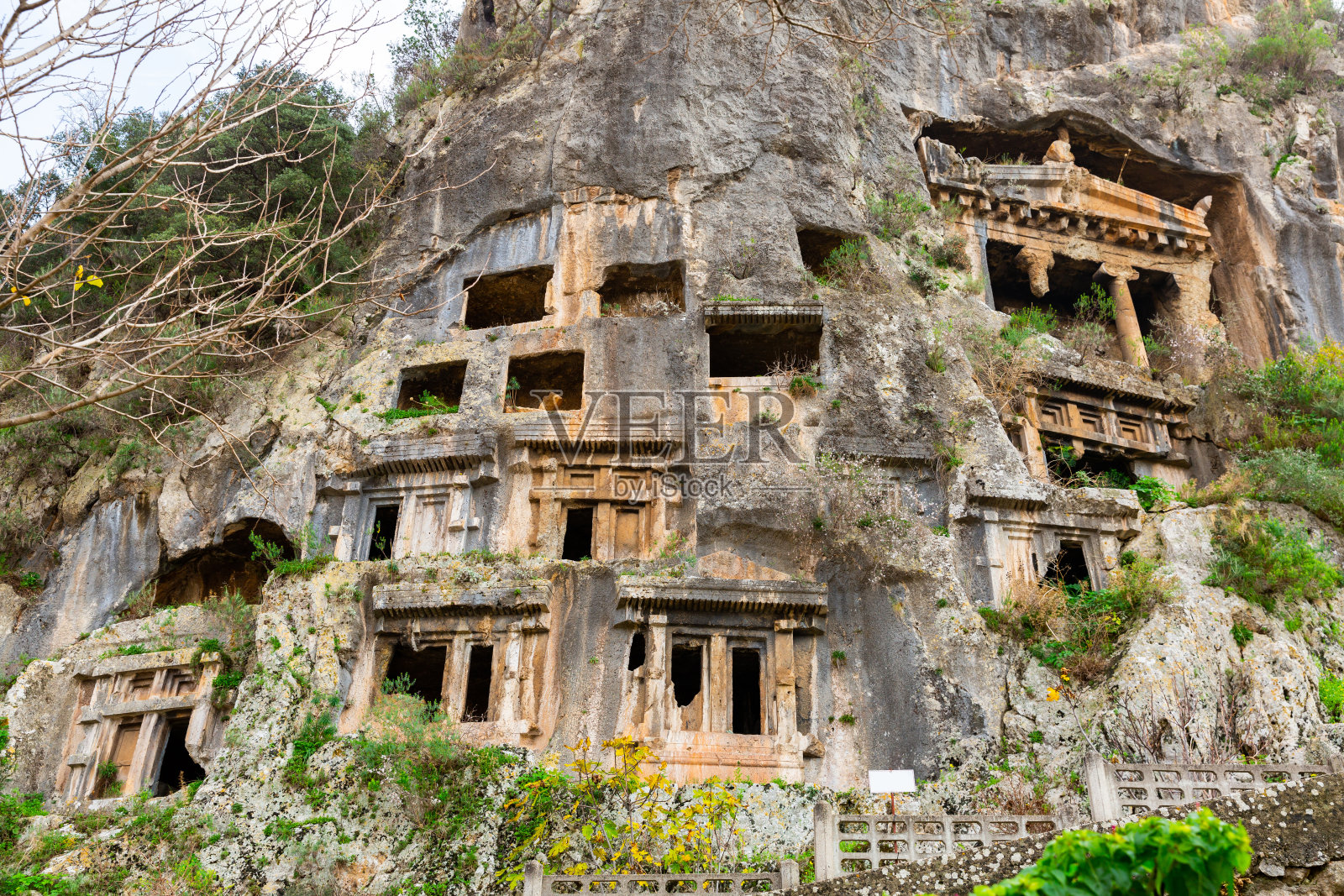 利西亚人的坟墓。Fethiye。火鸡照片摄影图片
