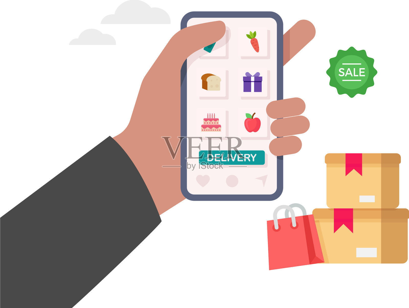 网上订购食品杂货配送服务设计元素图片