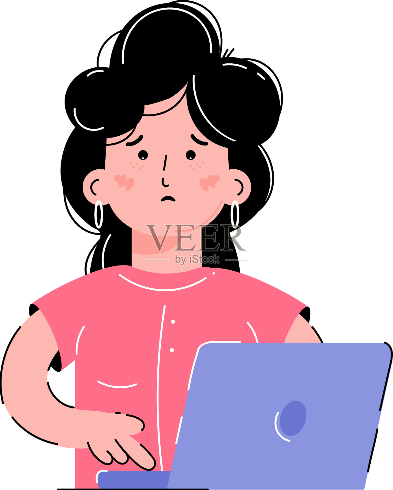 一个带着笔记本电脑的糊涂女孩设计元素图片