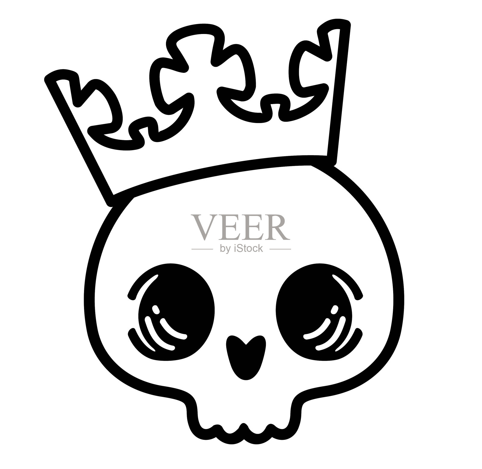 可爱的王子头盖骨在王冠孤立的加冕国王插画图片素材