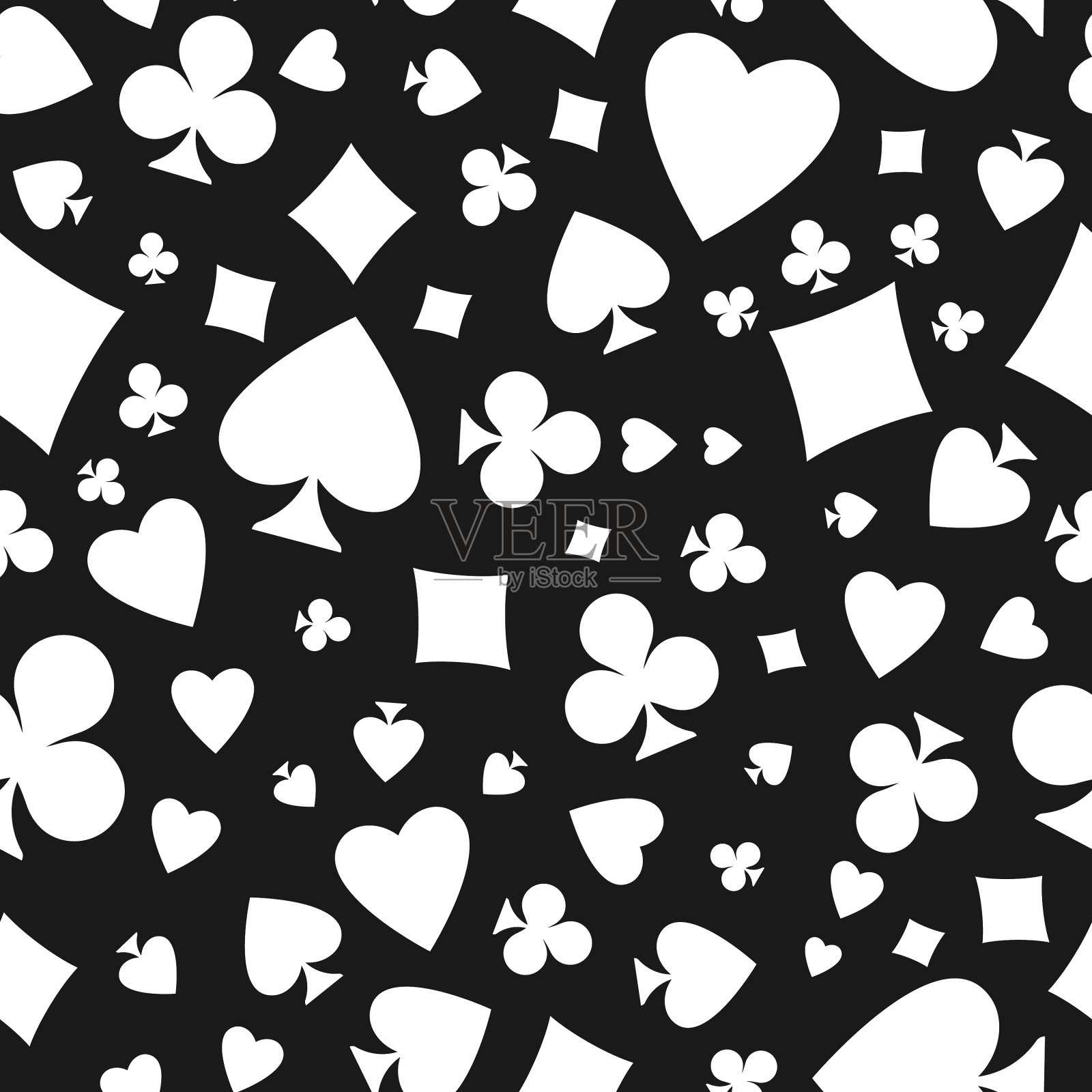 无缝图案与卡片套装-红心梅花插画图片素材