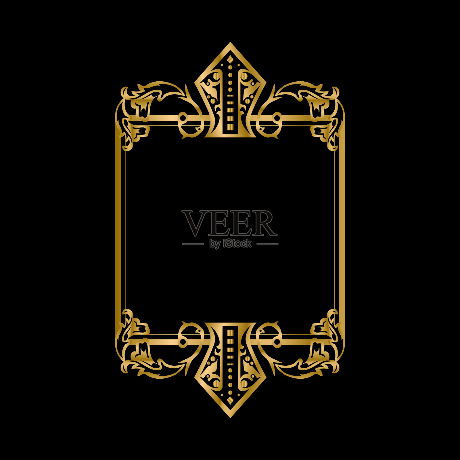 豪华黄金复古框架艺术概念设计插画图片素材