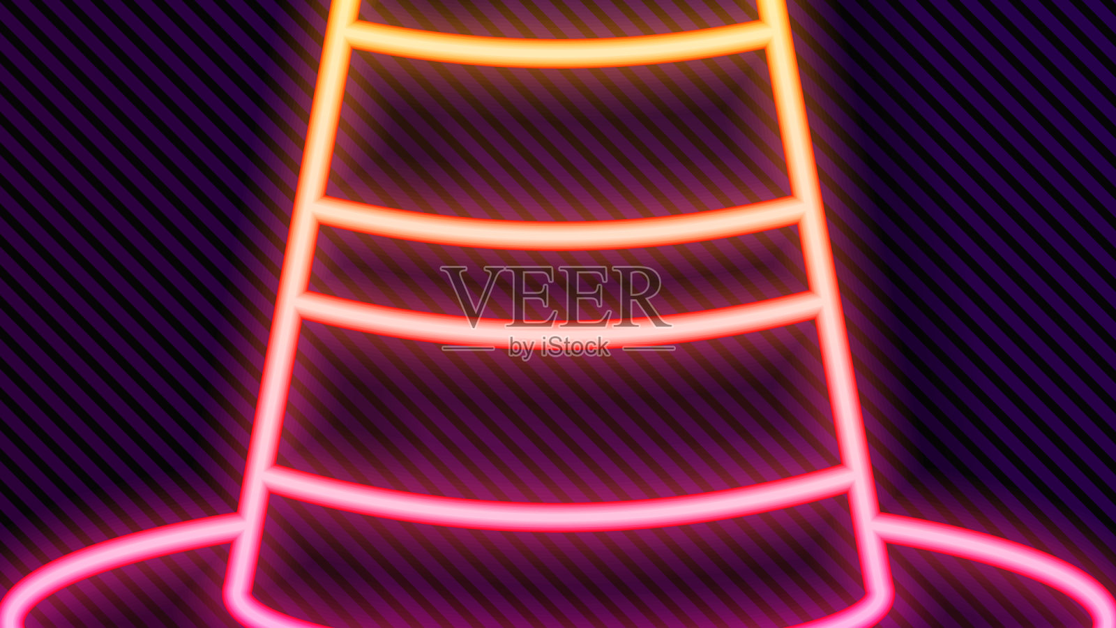 发光的霓虹灯线交通锥图标孤立插画图片素材