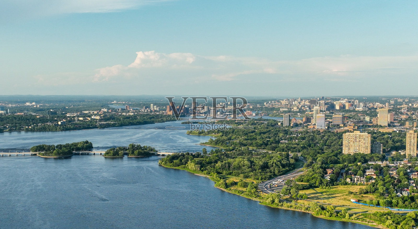 渥太华河鸟瞰图照片摄影图片