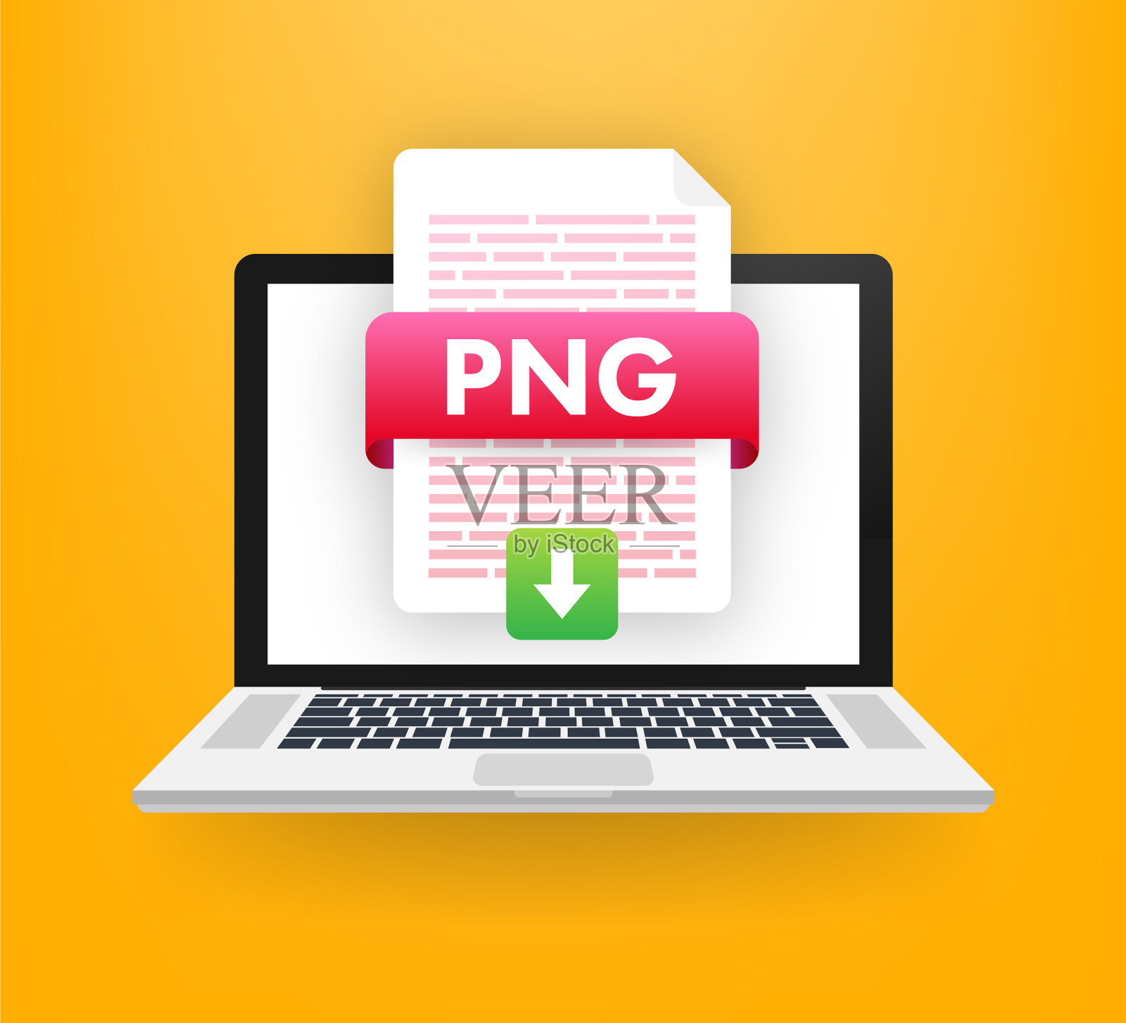 笔记本电脑屏幕下载PNG按钮插画图片素材